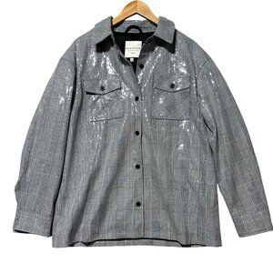 Bagatelle Collection Women's M Shacklet Gray Check Houndstooth Sequin Jacket